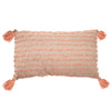 Hand-Woven Pink & Natural Boho Decorative Throw Pillow - 23" x 13"